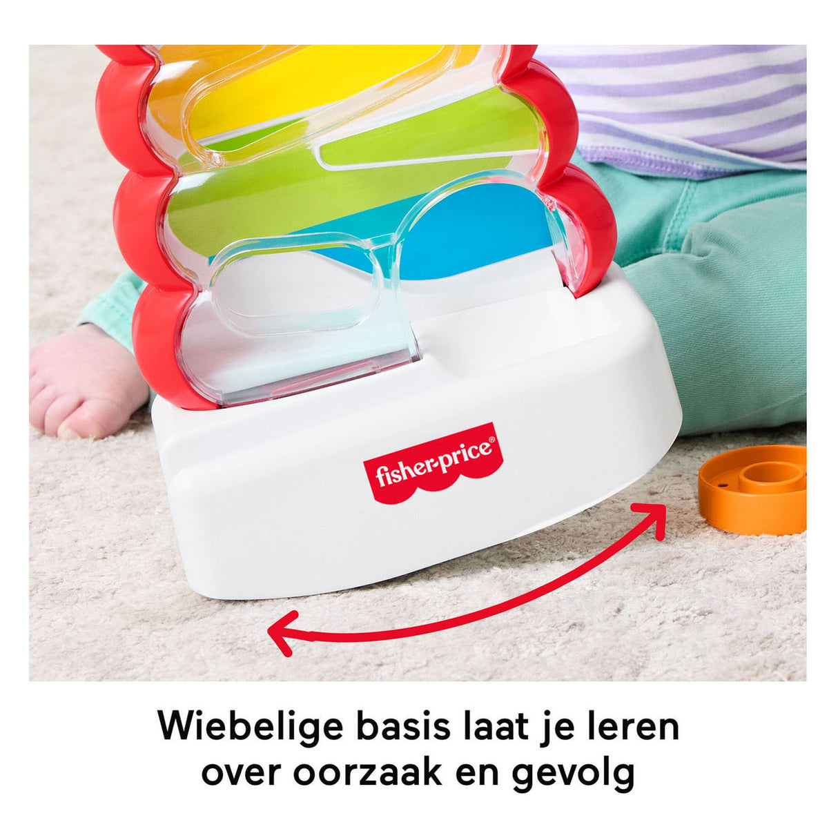Fisher-Price-Rollringe im wackeligen Stapelturm