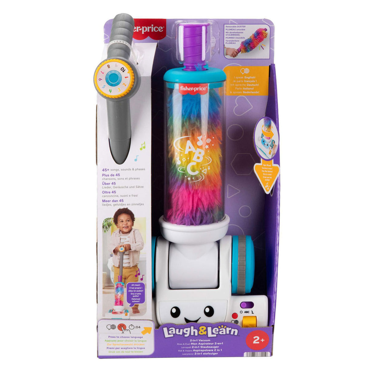 Lernspaßiger 2-in-1-Staubsauger von Fisher-Price mit Kehrschaufel, Lichtern und Musik