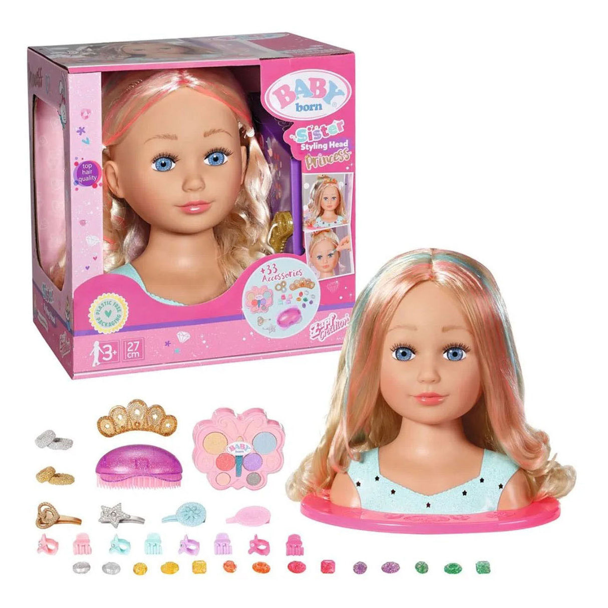 Zapf Creation Baby Born Styling Make-up und Kopfprinzessin – 27 cm