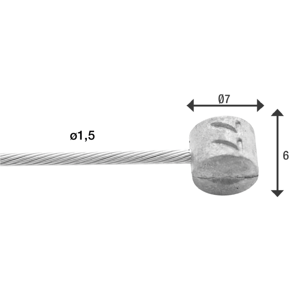ELVEDES Rem Binnenkabel 2.000 mm 1 × 19 Drahtverzinke Ø1,5 mm mit T-Nipple Ø7 × 6 mm