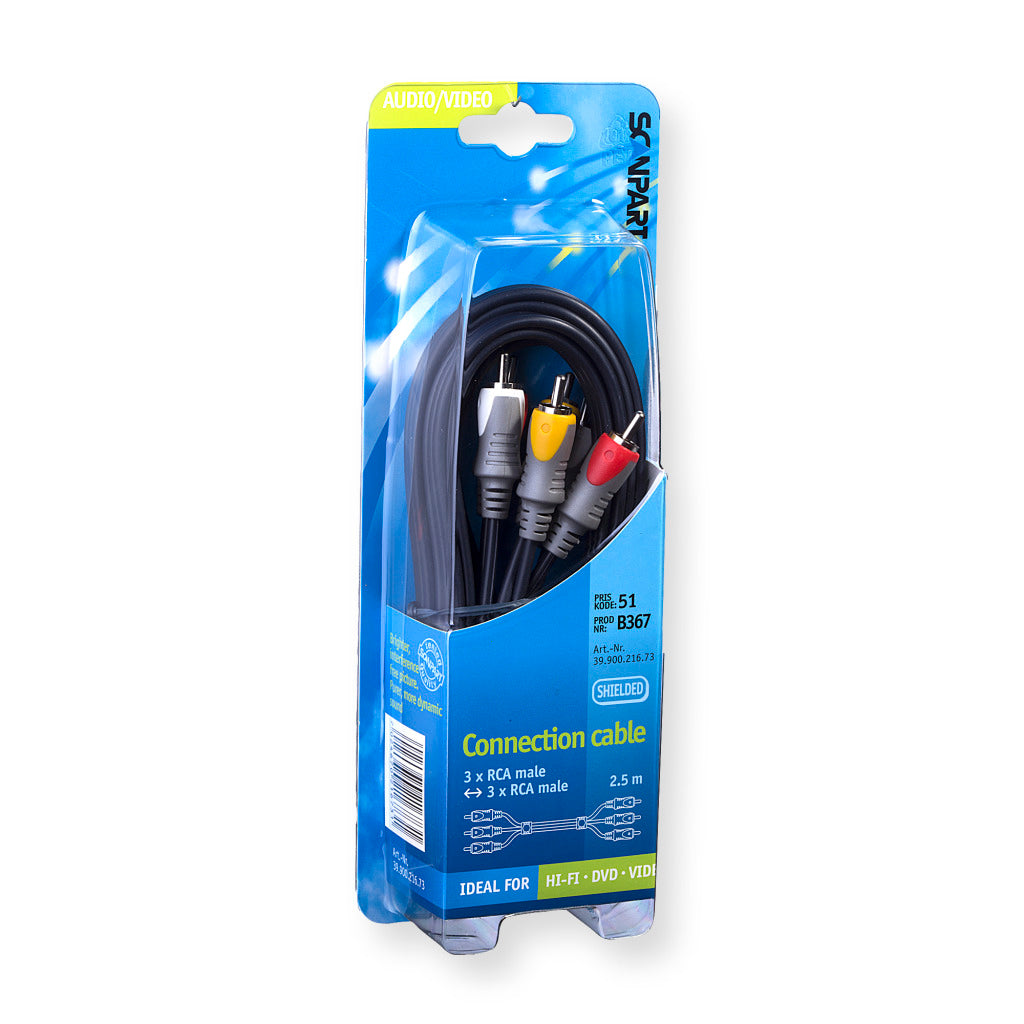 Scanpart-Verbindungskabel 3tulp(m)-(m) 2,5m