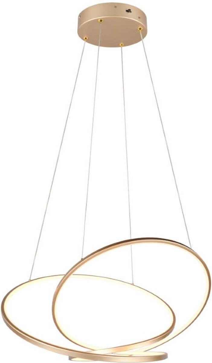 Trio darvin - hanglamp - goud - incl. 1x smd 52 w - instelbare lichtkleur - dimbaar met schakelaar - plafondbevestiging - niet geschikt voor externe dimmer - in hoogte verstelbaar - dip - schakelaar