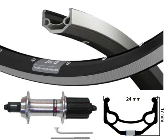 KGS Hinterrad 26 Zoll (559) ZAC 19 Schwarz Silber 8 9-Gang-Ausfallende