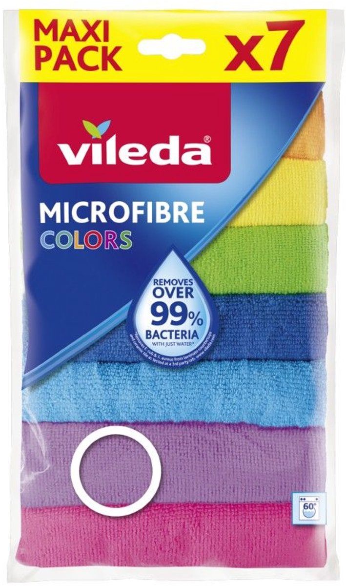 Vileda doekjes voor alle doeleinden microvezel kleuren multipack, 7 stuks