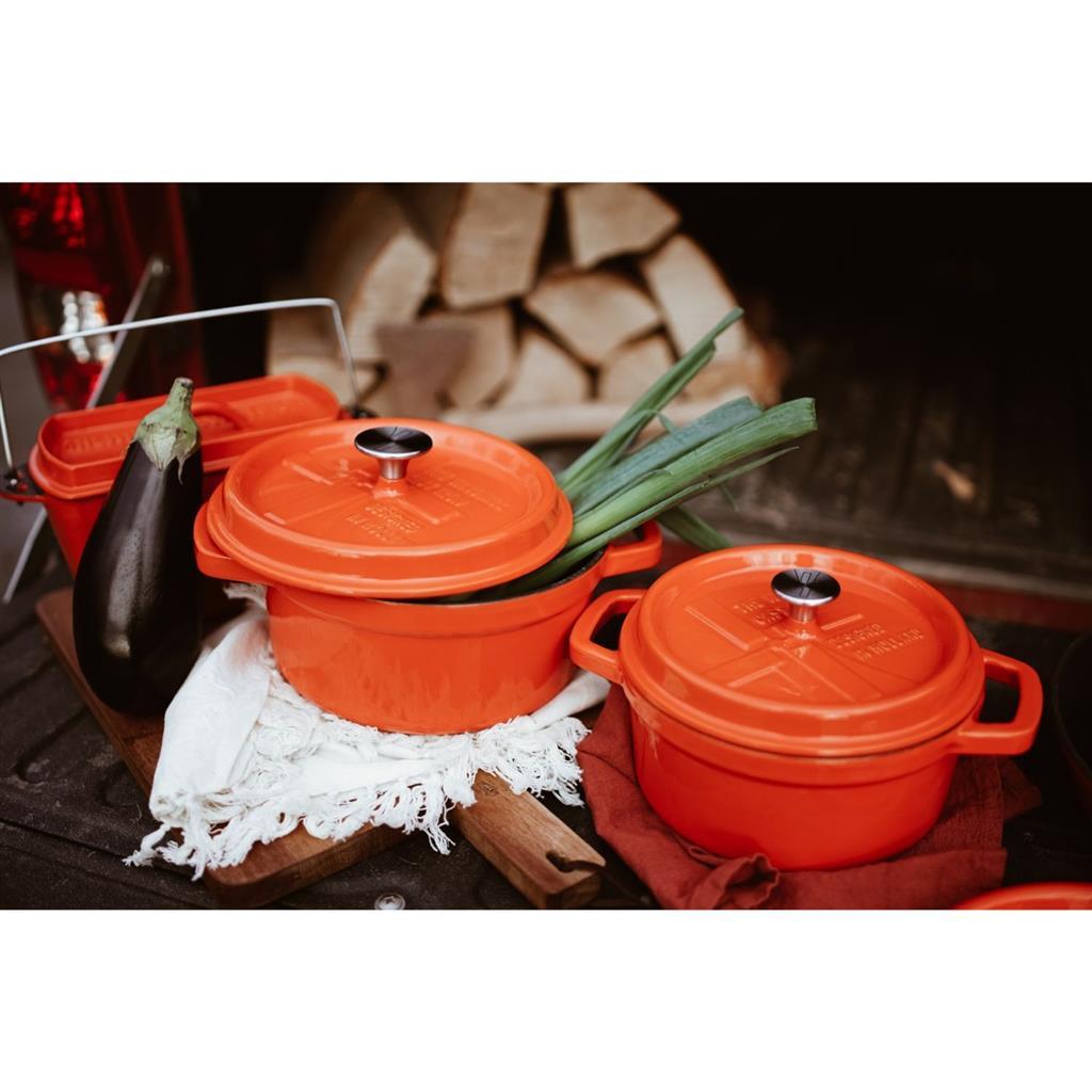 Solinger die Windmühle Premium Gusseisen-Bratpfanne 2,5 l, orangefarbene Emaille