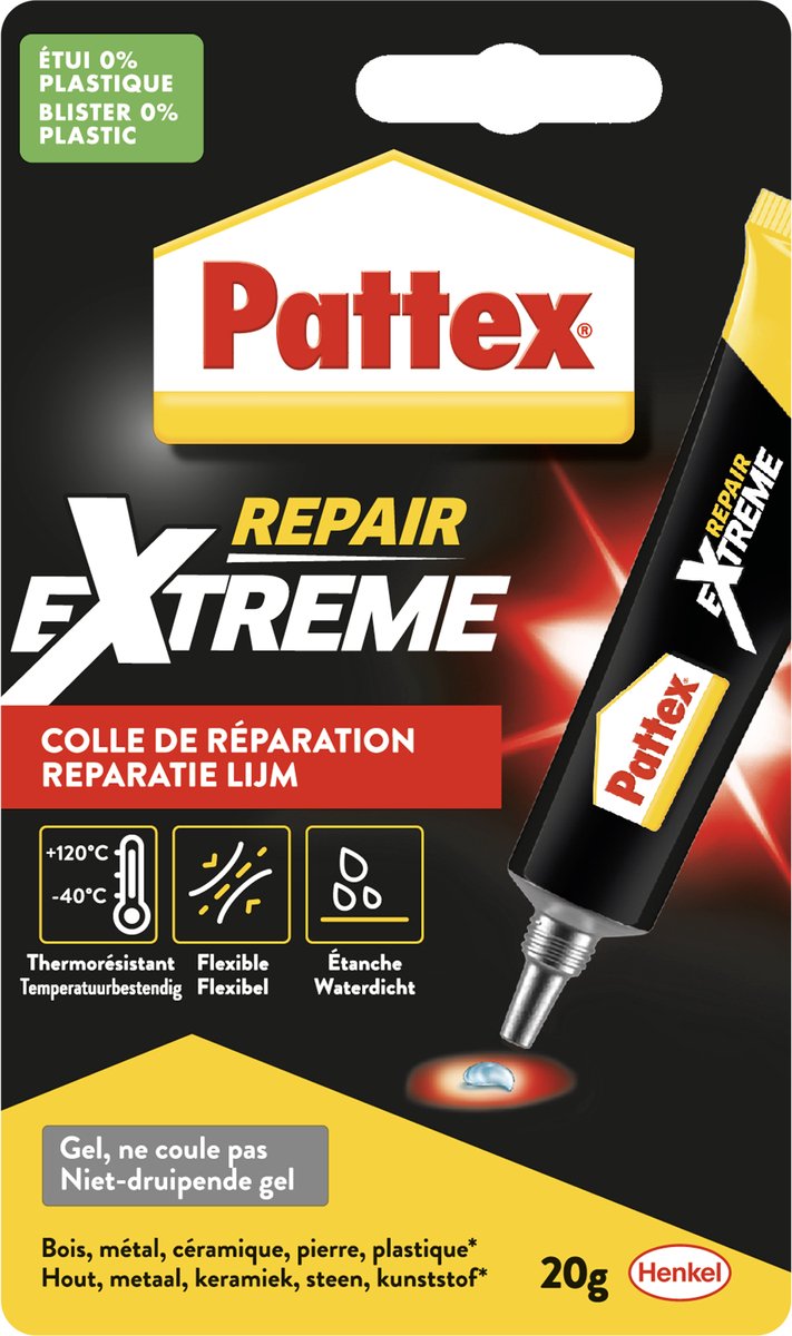 Pattex repair extreme 20 g | extreem sterke secondelijm | voor snelle reparaties | multi-inzetbaar | alleslijm
