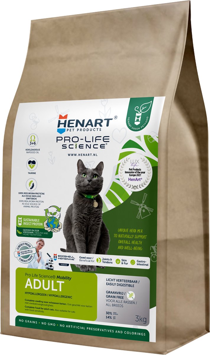 Henart – Katzenfutter – Mehlwürmer, Insekten – hypoallergen – 3 kg