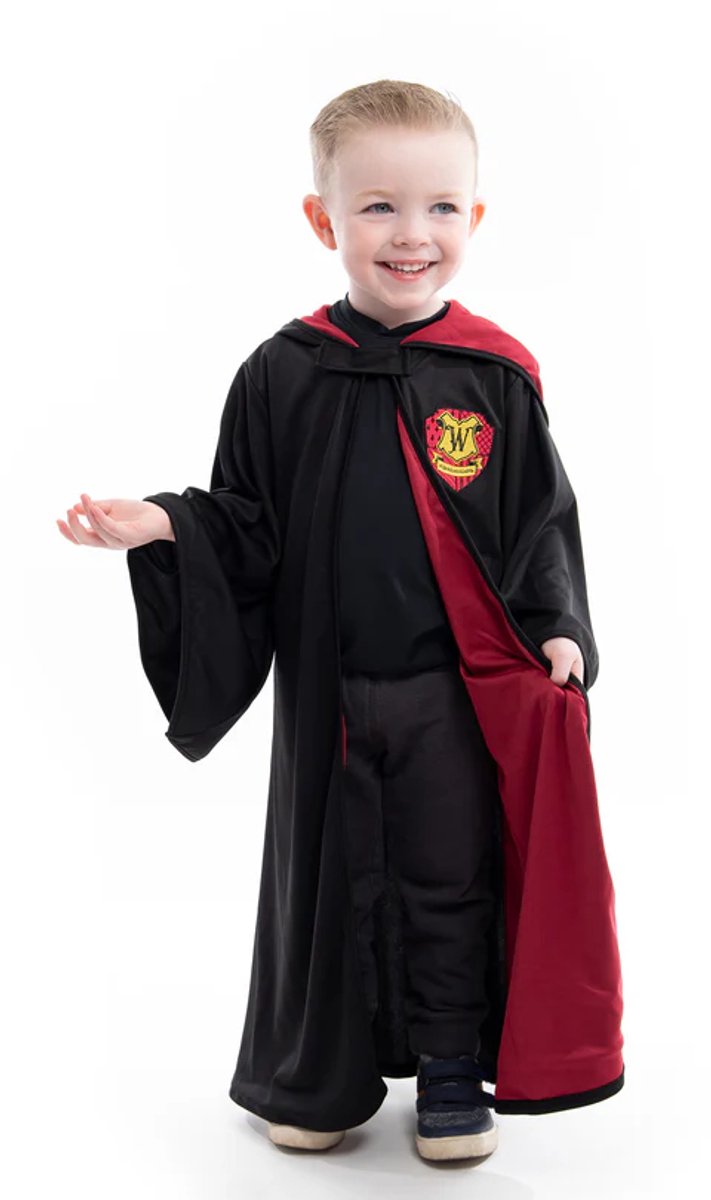 Kleine Abenteuer - roter Zaubererumhang mit Kapuze - Größe L XL (5-9 Jahre)