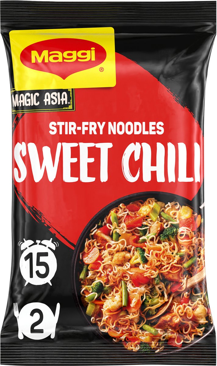 Maggi Pfannennudeln mit süßem Chili – 10 Stück x 185 g – Vorteilspackung
