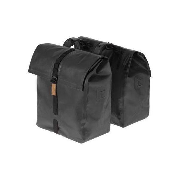 Basilikum Urban Trockener Doppelfahrradbeutel, wasserdicht, 50 l, Matt Schwarz