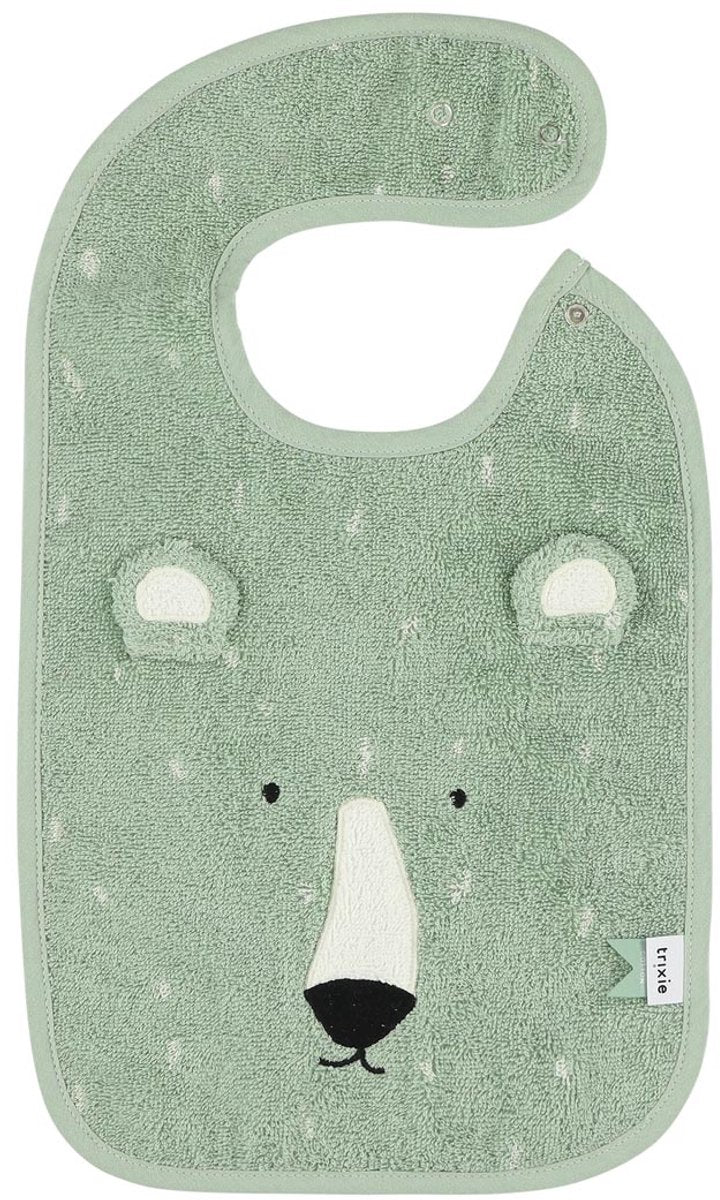 Trixie Lätzchen - mr. Eisbär - weicher Frottee - 100 % Bio-Baumwolle - mit Druckknöpfen - grün