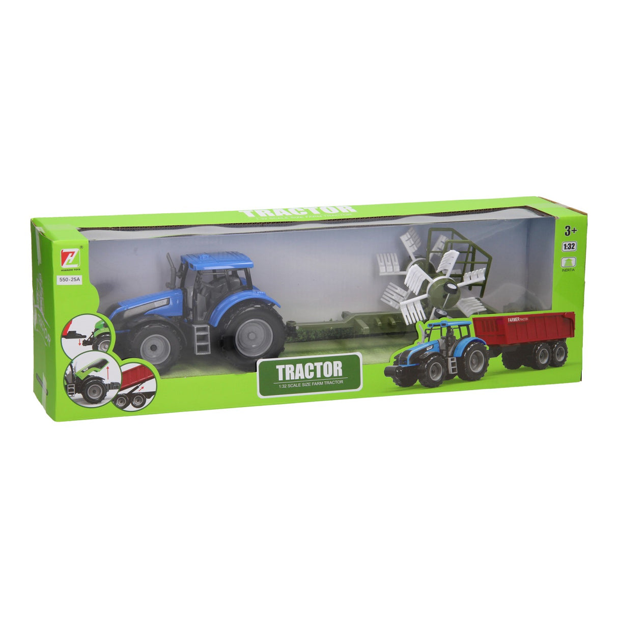 Traktor mit Heuwender 1:32