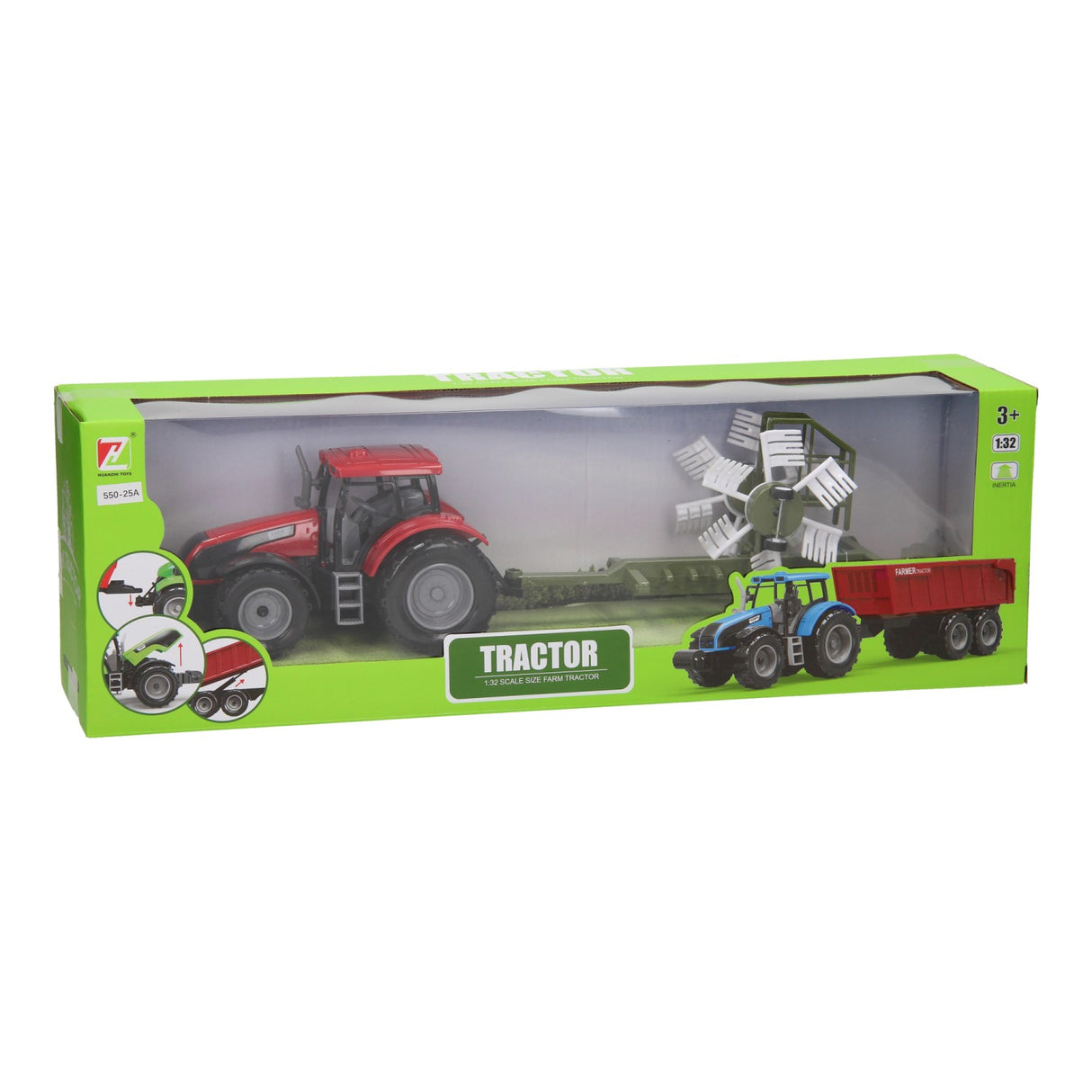 Traktor mit Heuwender 1:32