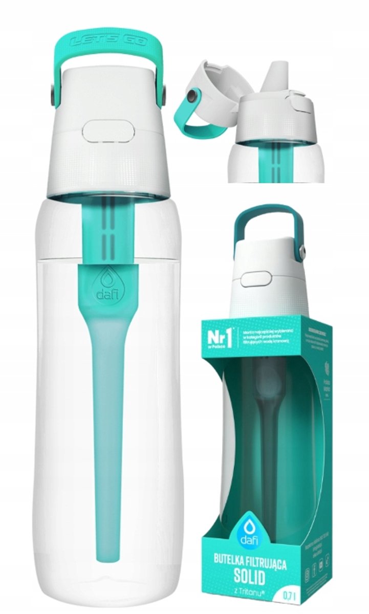 Dafi solid serie - flessen met filter - 0,7l - turkis