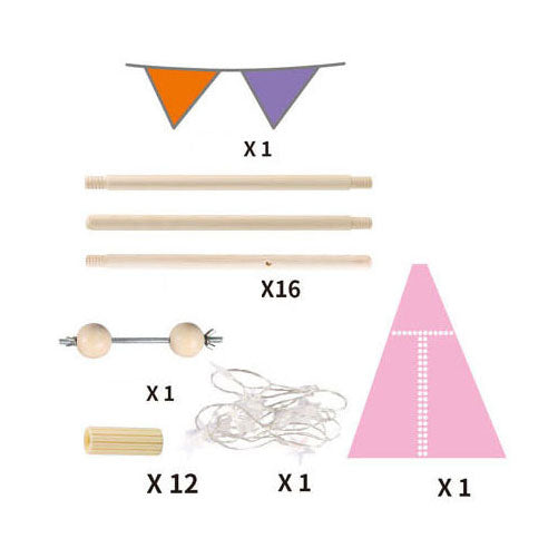 Luxuriöses Tipi-Zelt rosa mit Lichtern, 128 cm
