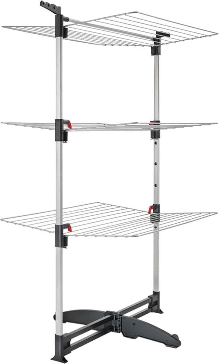 Tomado - Trockenturm Ciclone Vario - 38 Meter Trockenlänge - klappbar - Aluminium und Metall - mit Kleiderbügelhaken - 5 Jahre Garantie - Silbergrau