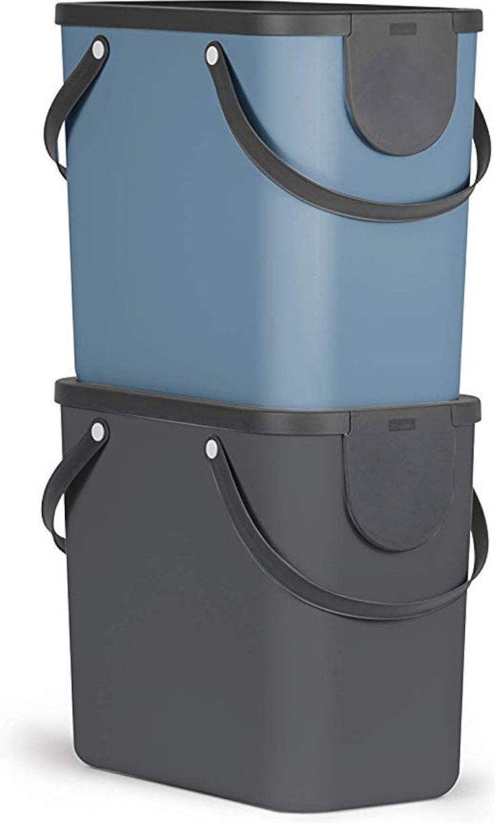 Rotho Albula Mülltrenner - 2er Set - 25l - Schwarz Blau