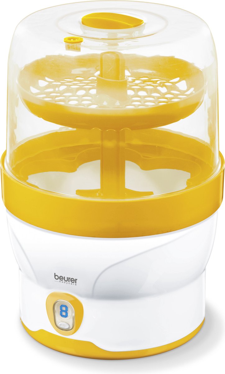 Beurer by 76 Flaschensterilisator – elektrisch – Dampfdampf – LED-Anzeige – Countdown-Timer mit optischem akustischem Signal – bis zu 6 Flaschen gleichzeitig – automatische Abschaltung – inkl. tongs and measuring cup - 3 year warranty
