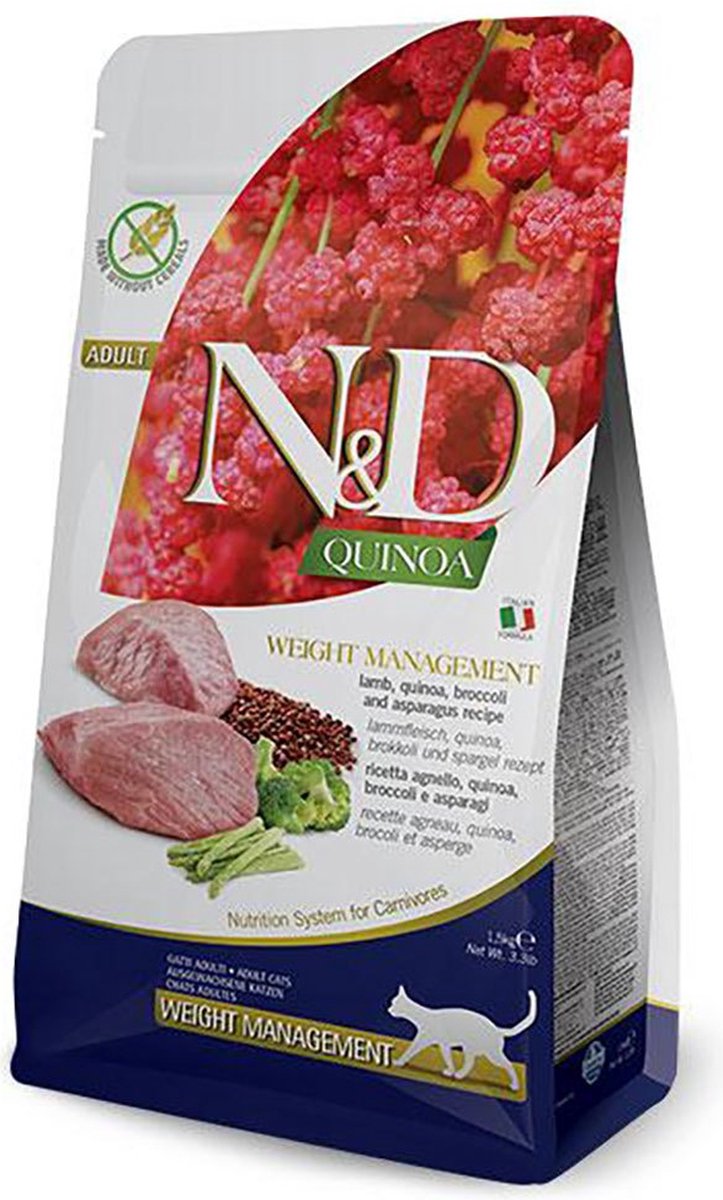 Nd Farmina Quinoa Gewichtsmanagementfutter für ausgewachsene Katzen – Lamm – 5 kg