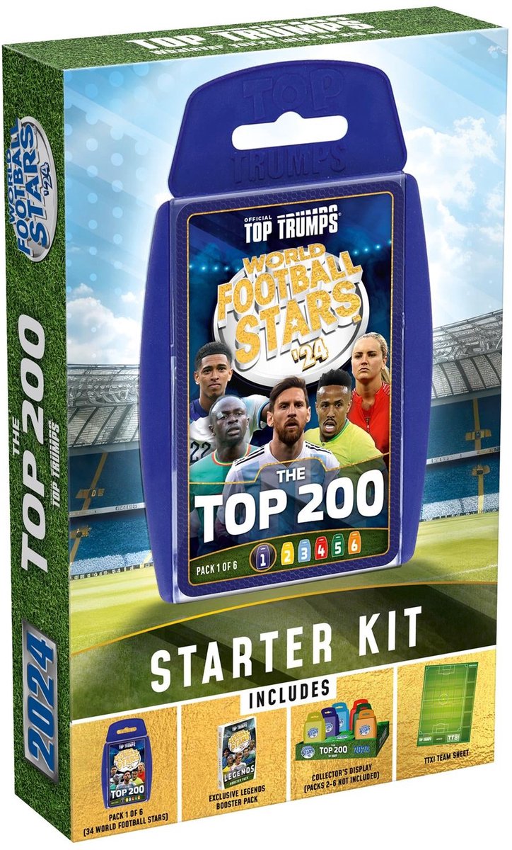 Winning Moves Top Trumps Box Starterset – World Football Stars Top 200 – Pack 1 6 – Englisch
