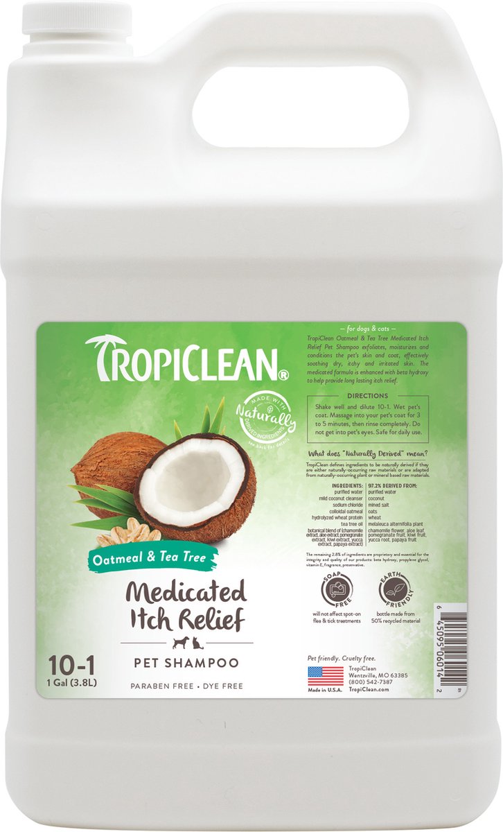 Tropiclean Haferflocken und Teebaum – Hundeshampoo gegen Juckreiz – 3,8 l