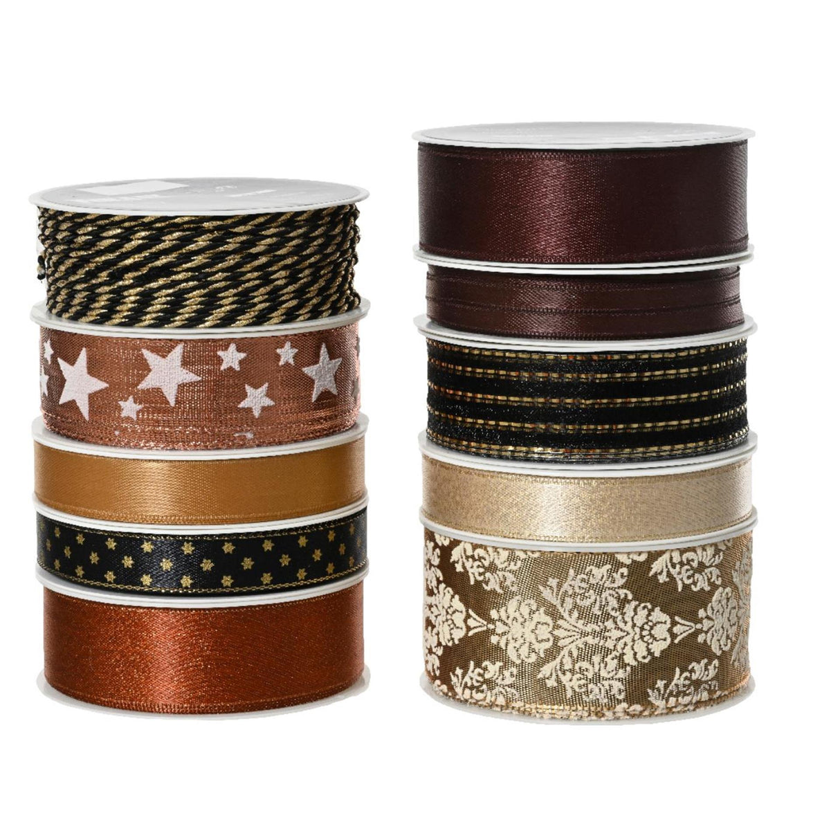 Decoris Band Polyester 10 sortiert schwarz gold