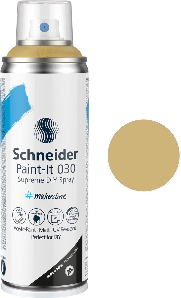 Schneider Schreibwaren Schneider Sprühdose Farbe – Paint-it 030 – DIY Sprühfarbe – Acrylfarbe – 200 ml – Gold – S-ML03050066
