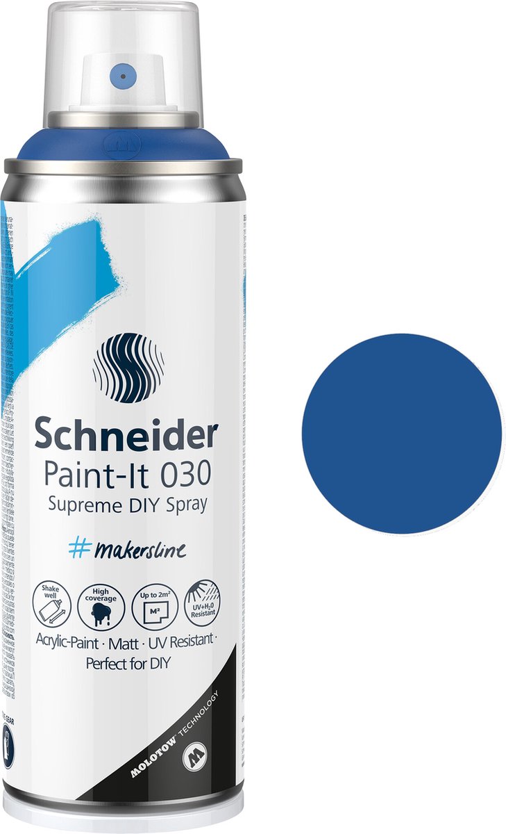 Schneider Schreibwaren Schneider Sprühfarbe – Paint-it 030 – DIY Sprühfarbe – Acrylfarbe – 200 ml – blau – s-ml03050025
