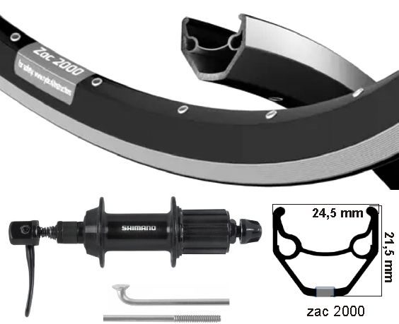 Kgs Hinterrad 28 Zoll (622) ZAC2000 schwarze Kassette 8-9 sp zw Ausfallende