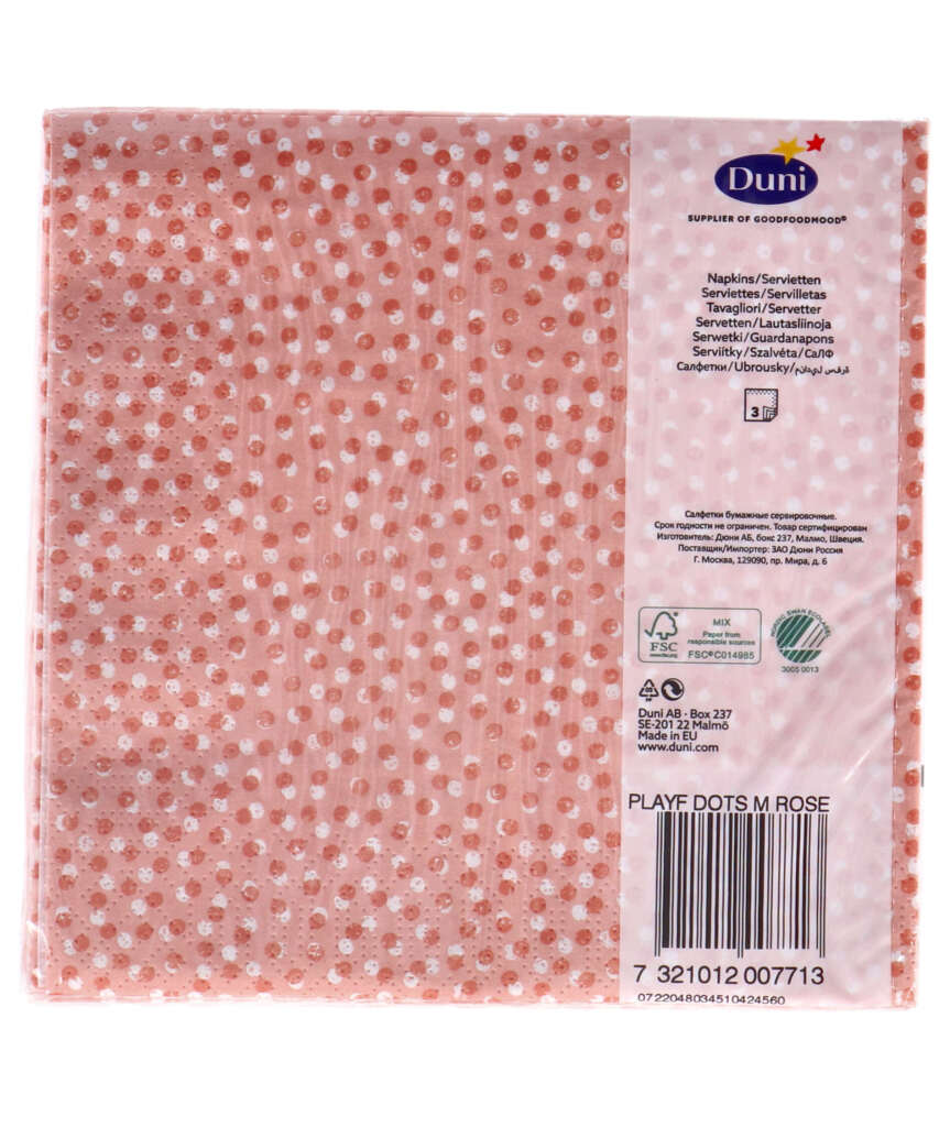 Duni Servietten Verspielte Punkte Mellow Rose 33x33 cm | 4 Stück