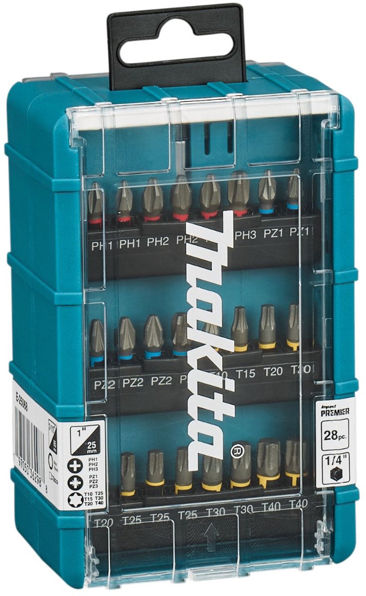 Makita e-25068 Bitsatz – Phillips Phillips, Pozidriv Phillips, T-Profil