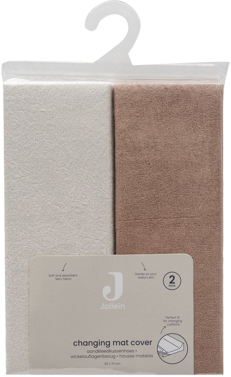 Jollein aankleedkussenhoes badstof 50x70cm light terra oatmeal (2p)