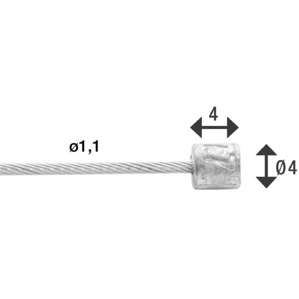 Elvedes Cable Systems BV Schalter Innenkabel Elvedes 2250 mm 7 x 7 Adern Edelstahl ø1,1 mm mit N-Nippel ø4,5 × 4,5 (Karton mit 50 Stück) – Silber