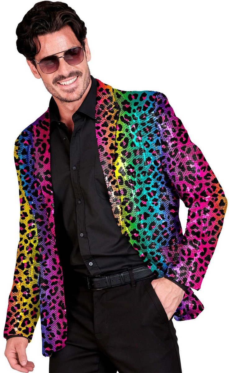 Widmann Pailletten-Colbert Regenbogen Leopardenmuster