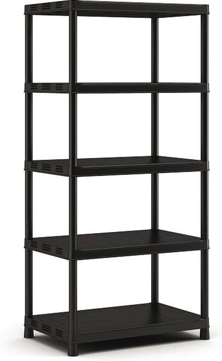 Keter Lagerregal aus Kunststoff – extra tief – 400 kg Tragkraft – 5 Regale – 60 x 90 x 187 cm – schwarz