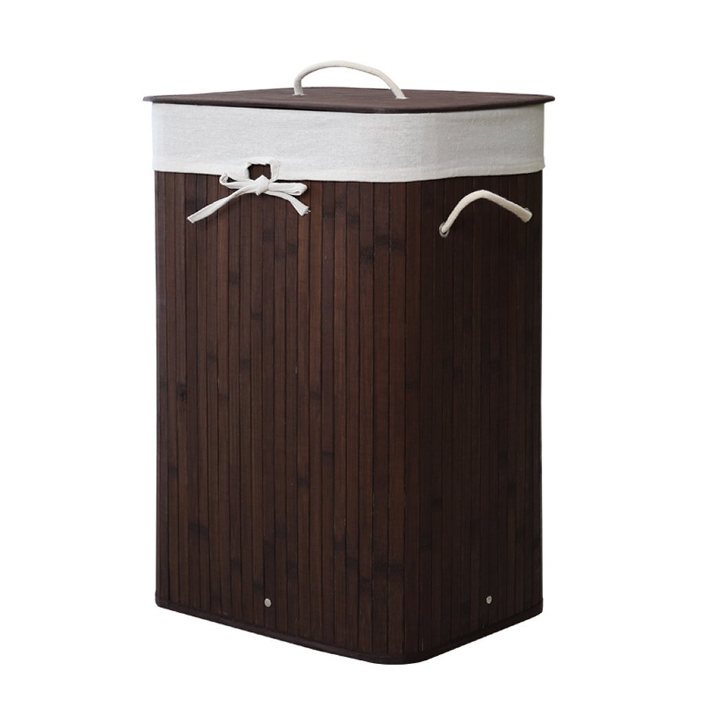 Homestyle Pro rechteckiger Bambus-Wäschekorb 40x30x60 cm braun weiß
