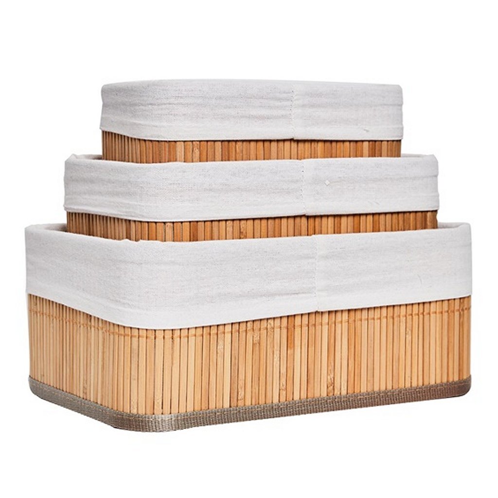 Homestyle Pro Homestyle Bambus-Aufbewahrungskörbe, 3 Stück, Naturweiß