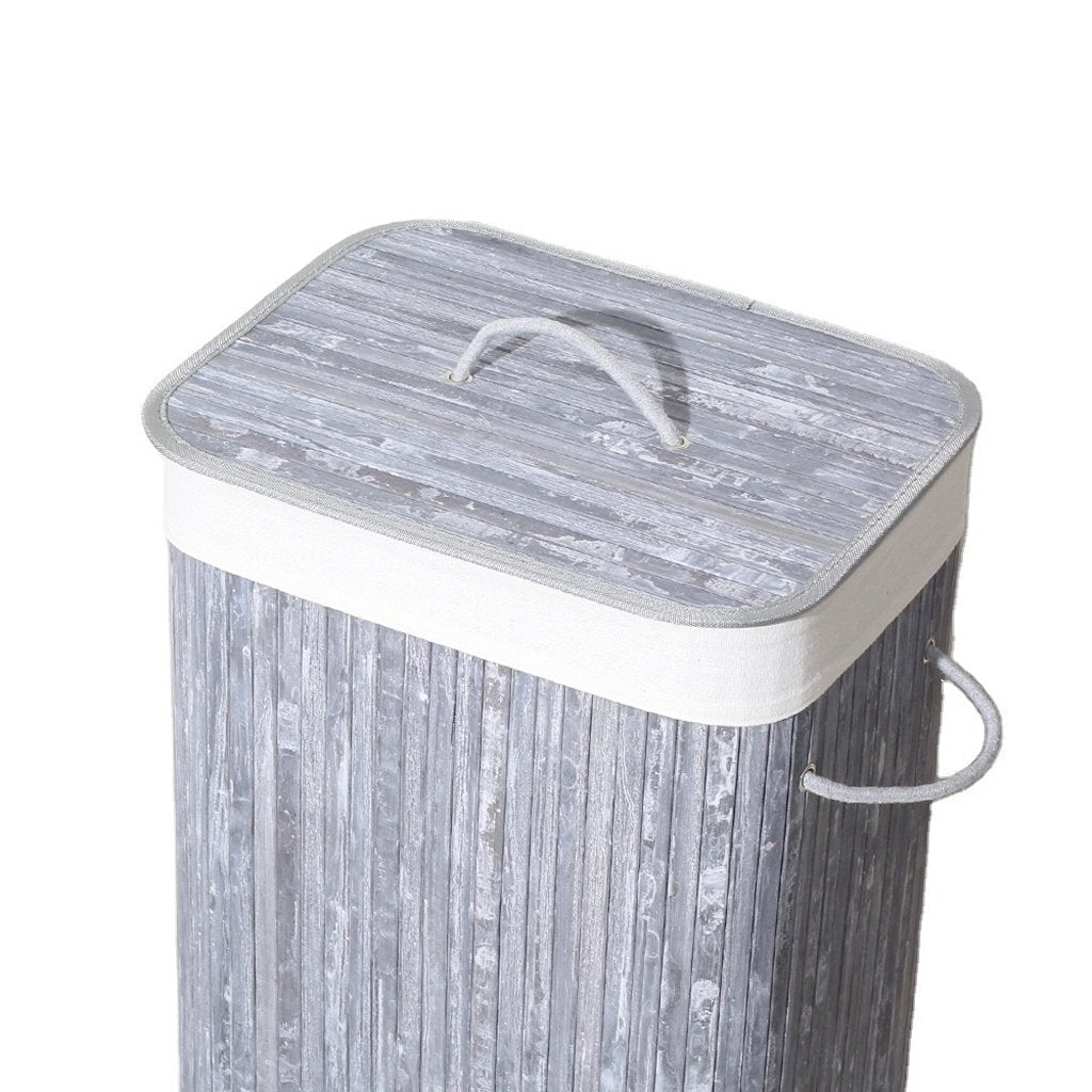 Homestyle Pro rechteckiger Bambus-Wäschekorb 40x30x60 cm grauweiß