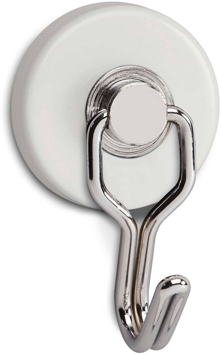 Maul Magnet rund 2 Stück 5 kg Stahl Metall Ferrit mit Haken 6 x 3,7 x 2,8 cm weiß