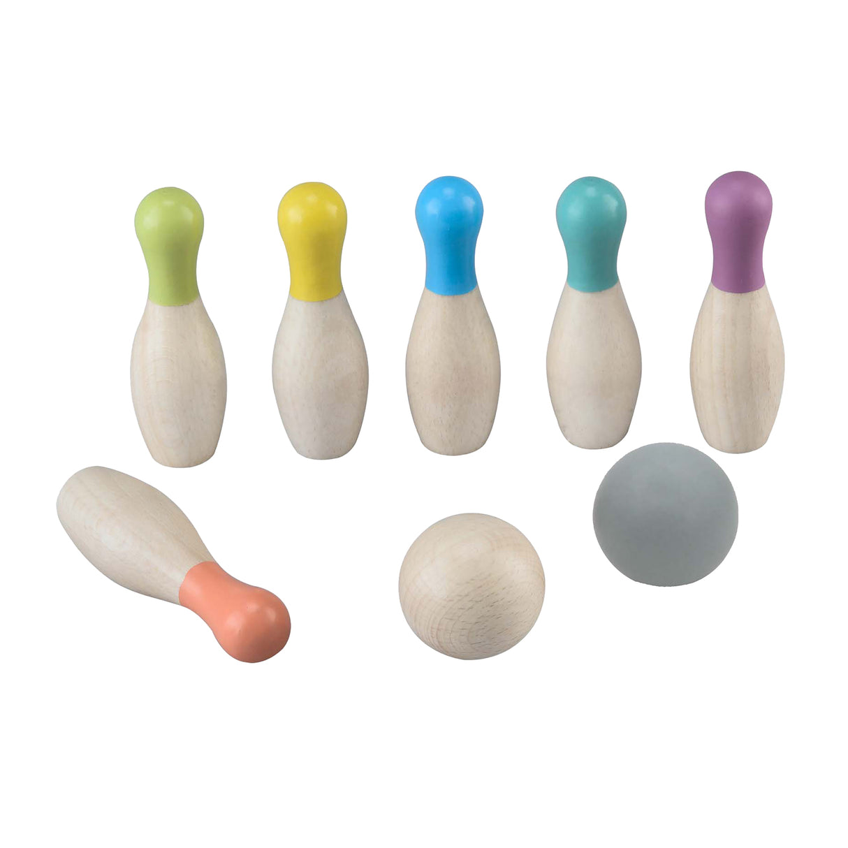 Kinder-Bowling-Set aus Holz – hell