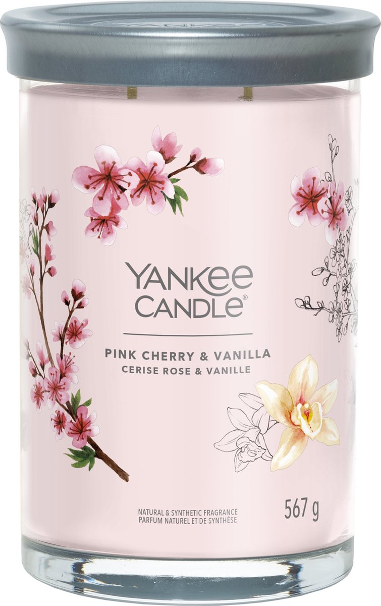 Yankee Candle – Duftkerze mit großem Glas, rosa Kirsche und Vanille – 100 Brennstunden – zwei Dochte