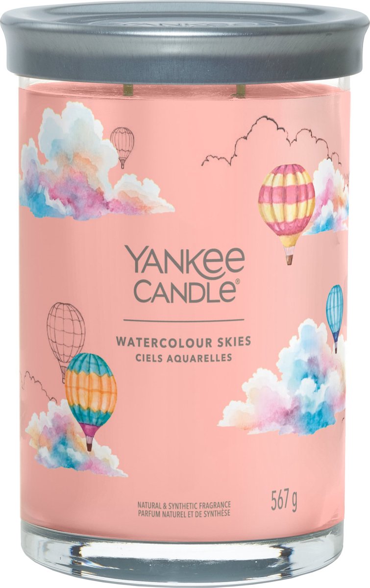 Yankee candle - watercolour skies large tumbler geurkaars - 100 branduren - twee lonten