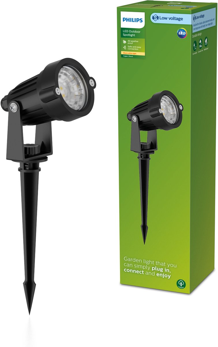 Philips led philips gardenlink caper 24v sokkellamp met spies - zwart - uitbreiding