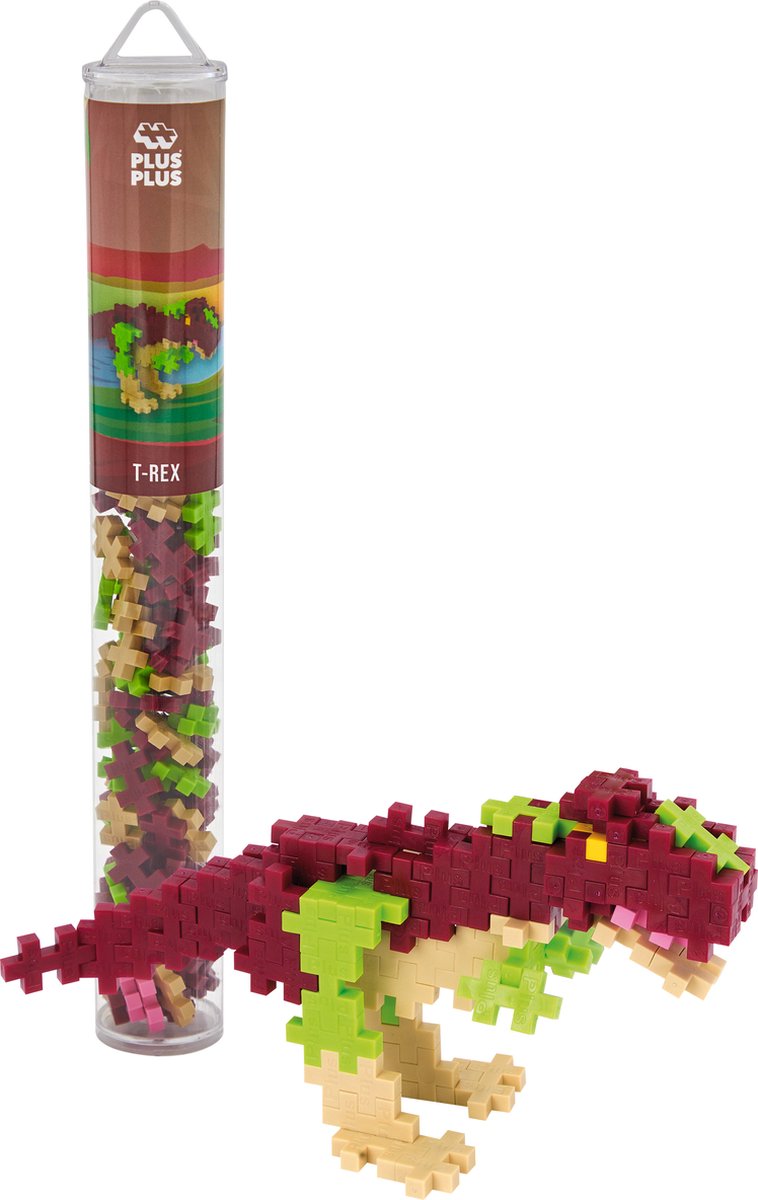 Plus-Plus Tube T-Rex Dinosaurier 100-teiliges Bauset – 4200 – Bauspielzeug – Konstruktionsspielzeug – Set mit Bausteinen – ab 5 Jahren