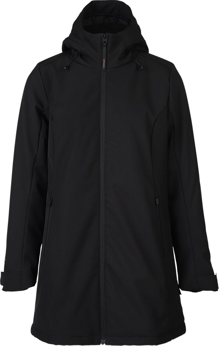 Brunotti melle dames long softshell jas - zwart - xs