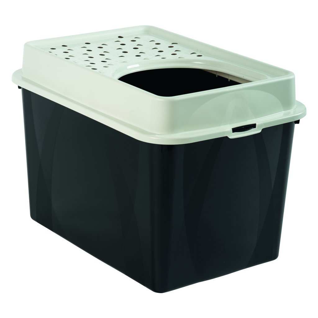 Rotho Eco Berty Katzentoilette mit oberem Eingang, schwarzer Sand