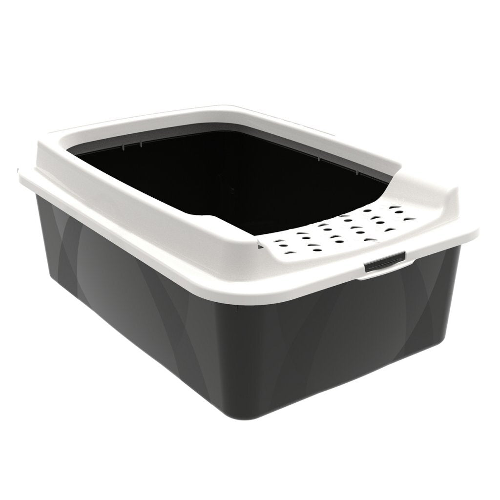 Rotho Eco Bonnie Katzentoilette mit oberem Eingang in schwarzem Sand