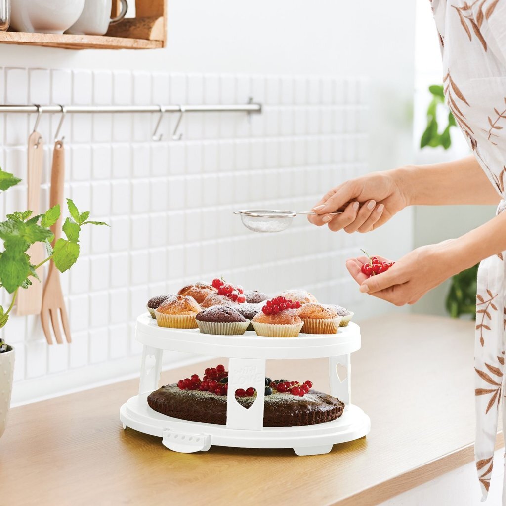 Rotho Fresh Cake Box XL + Cupcake-Halter 35,5x34,5x26 cm weiß transparent