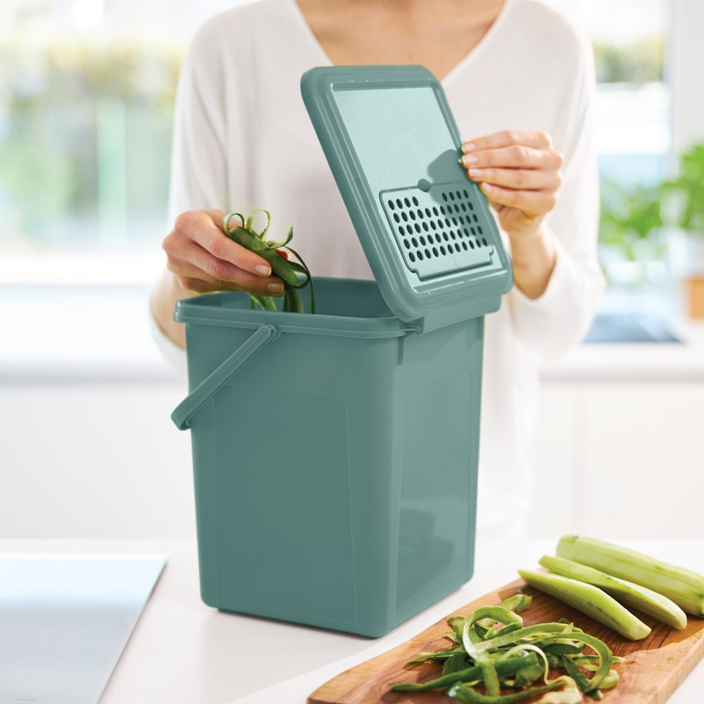 Rotho Bioabfallbehälter + Aktivkohlefilter 9l Mistelgrün