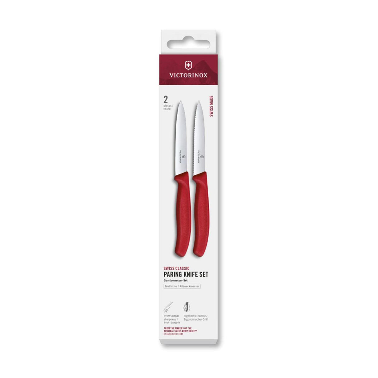 Victorinox Schälmesser 2 Stück glatt gezahnt rot
